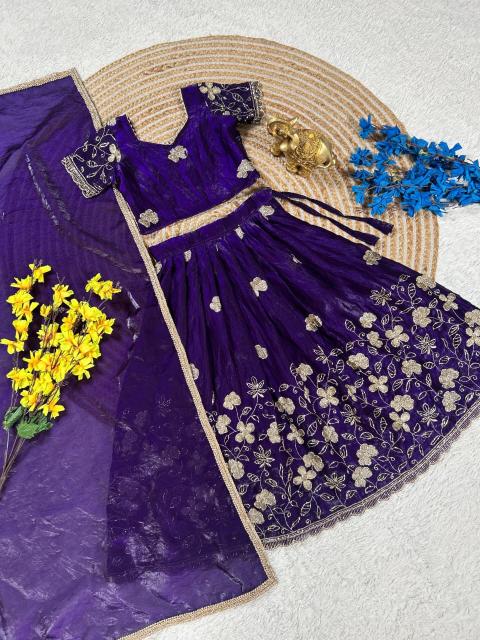 Fandy Flower Sindoor Silk Purple Cheap kids clothes wholesale Delhi - wholesale export